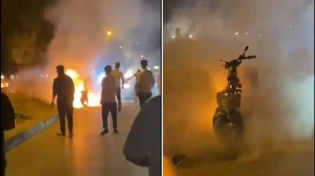 Bursa'da seyir halindeki bir motosiklet alevlere teslim oldu