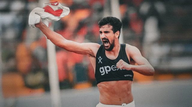 Le joueur tunisien Mohamed Ali Ben Romdhane célèbre le but qualificatif de la Tunisie, le 8 septembre 2025.