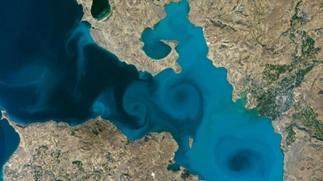A photograph of Turkey's Lake Van taken from space by an NASA astronaut