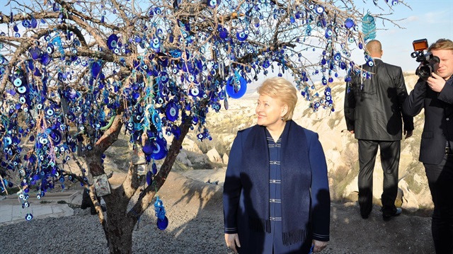 Litvanya Cumhurbaşkanı Dalia Grybauskaite, Türkiye’nin önemli turizm merkezlerinden Kapadokya bölgesindeki tarihi ve turistik bölgeleri gezdi. (Dilaver CAN - Anadolu Ajansı)