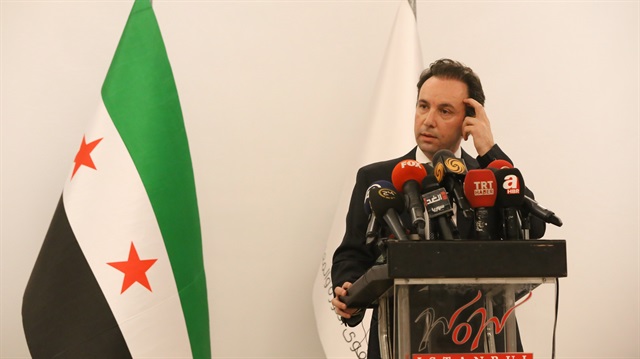 Suriye Muhalif ve Devrimci Güçler Ulusal Koalisyonu Türkiye temsilcisi Halit Hoca, Suriyeli sığınmacılar ve Suriye'deki durumla ilgili basın toplantısı düzenledi. (Elif Öztürk - Anadolu Ajansı)