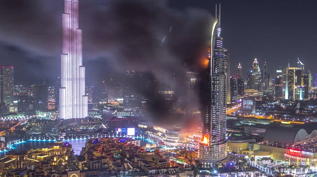 Dubaide yanan otelin Timelapse görüntüleri
