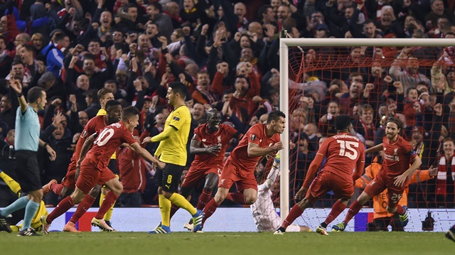 UEFA Avrupa Ligi'nde 1-1'in rövanşında Liverpool, Dortmund'u 4-3 mağlup ederek adını yarı finale yazdırdı.