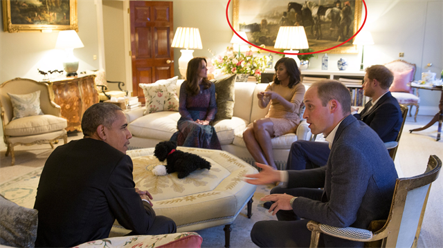 Skandal tablo, ABD Başkanı Obama ve eşinin bulunduğu salondaydı.