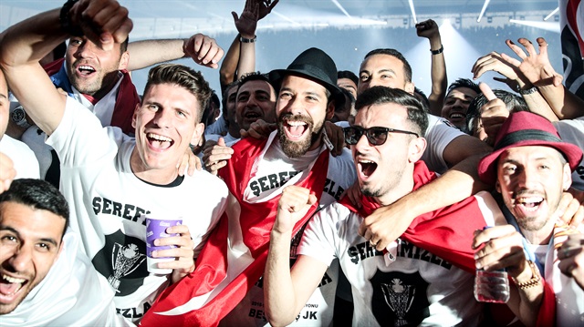 Beşiktaş'ın şampiyonluk kutlamalarından bir görüntü.