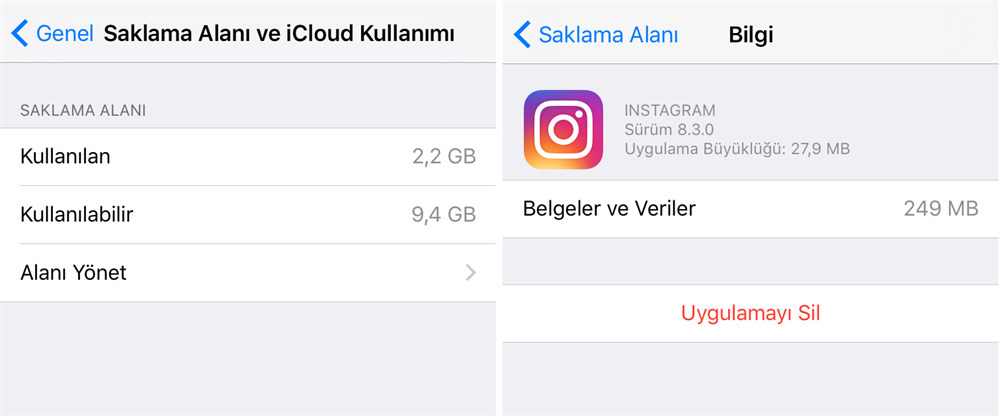 iphone un hafizasi doldugunda silmeniz
