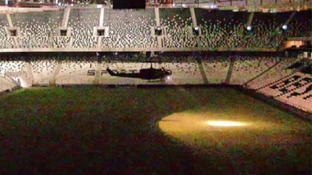 Darbeci girişiminin yaşandığı gece, hainlerin helikopterle Vodafone Arena Stadı'na girdiği anlar ortaya çıktı. 