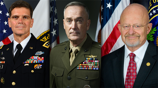 Merkez Kuvvetler Komutanı Joseph Votel - ABD Genelkurmay Başkanı Joseph Dunford - Ulusal İstihbarat Direktörü James Clapper