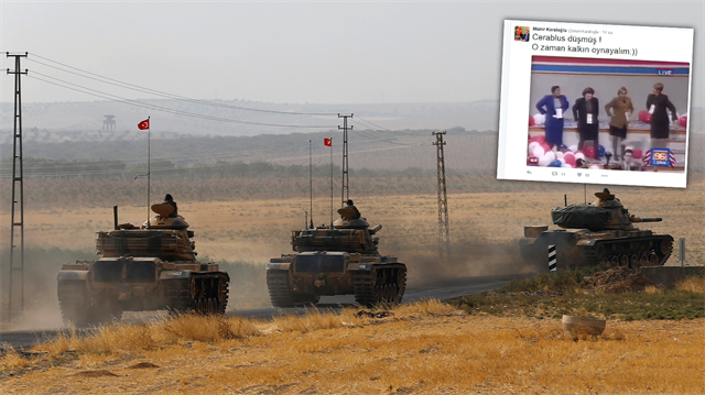 Antalya Valisi Münir Karaloğlu, TSK'nın Özgür Suriye Ordusu ile birlikte Cerablus’a girişini resmi Twitter hesabından paylaştı. 