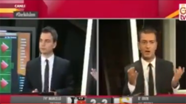 GS TV'de Cenk Tosun'un attığı golün ardından spiker Galatasaraylı futbolcuya sinirlendi.