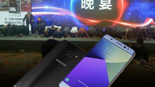 Samsung'un Çinli yöneticileri, sahnede diz çökerek Note 7 fiyaskosu için özür diledi.