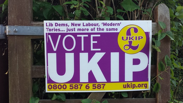 Birleşik Krallık Bağımsızlık Partisinin​ UKIP'in seçim afişi. 