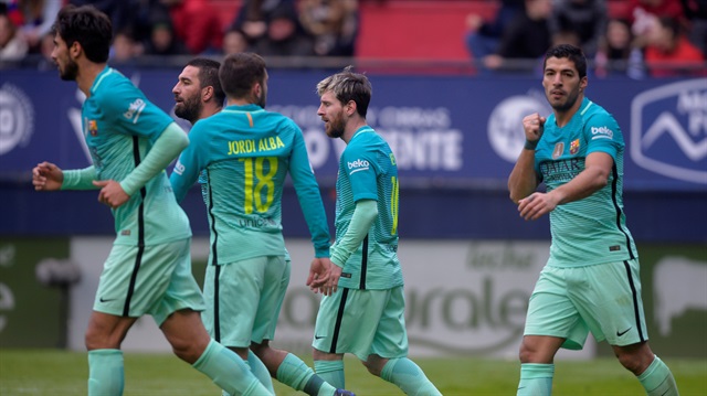 La Liga'da zirve mücadelesi veren Barcelona, son sıradaki Osasuna'yı 3 golle geçti.