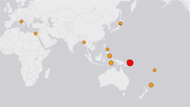 Deprem, kırmızıyla işaretlenen noktada meydana geldi.