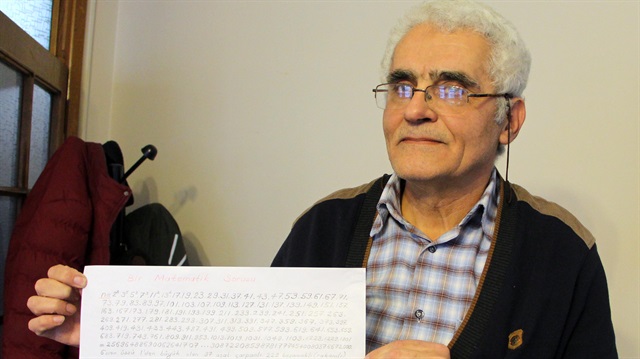 Emekli matematik öğretmeni Aydın Cerit, ödüllü bir soru daha hazırladı. 