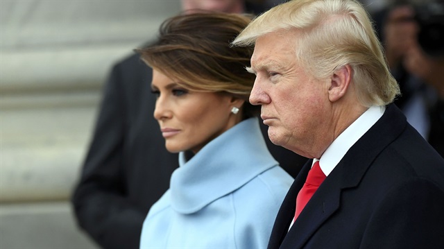 ABD Başkanı Donald Trump ve eşi Melania Trump, başkanlık yemin töreninde. 