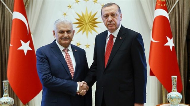 Cumhurbaşkanı Erdoğan, Başbakan Yıldırım'ı Külliye'de kabul etti. Fotoğraf: Arşiv