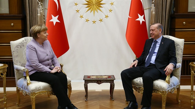 Turkish President Tayyip Erdogan and German Chancellor Angela Merkel in Ankara, Turkey.