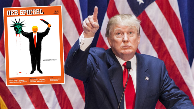 Alman dergisi Der Spiegel, ABD Başkanı Donald Trump'ın Özgürlük Heykeli'nin kafasını kestiğini resmetti. 