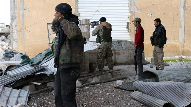 Members of the Free Syrian Army fighting in the city of al-Bab.