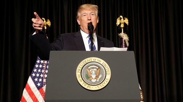 U.S. President Donald Trump speaks to members of the law enforcement at the Major Cities Chiefs Association (MCCA) Winter Conference in Washington.