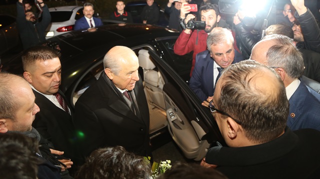 MHP lideri Devlet Bahçeli, referandum sürecine ilişkin toplantı için Konya'ya geldi.