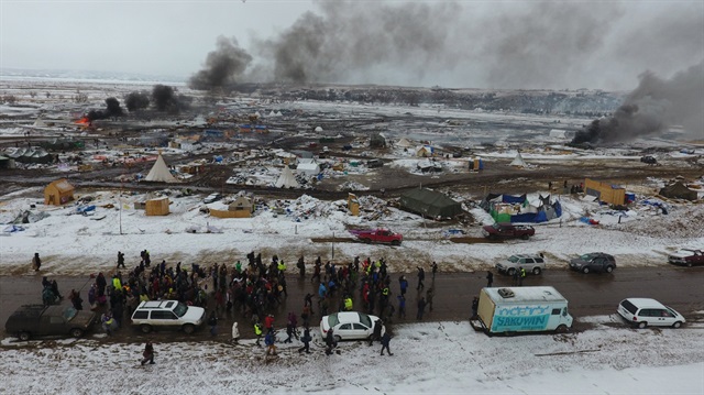 US Police evacuate protest camp near Canon Ball, Dakota