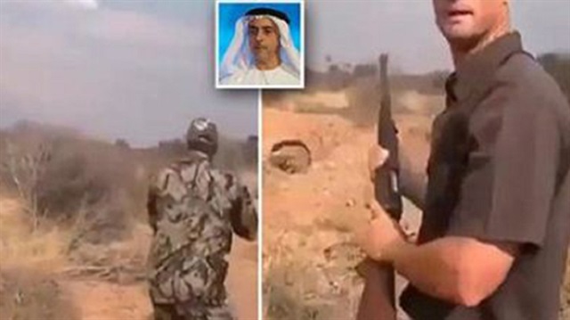 سيف بن زايد يبث فيديو إطلاق النار على أسد هاجم قافلتهم