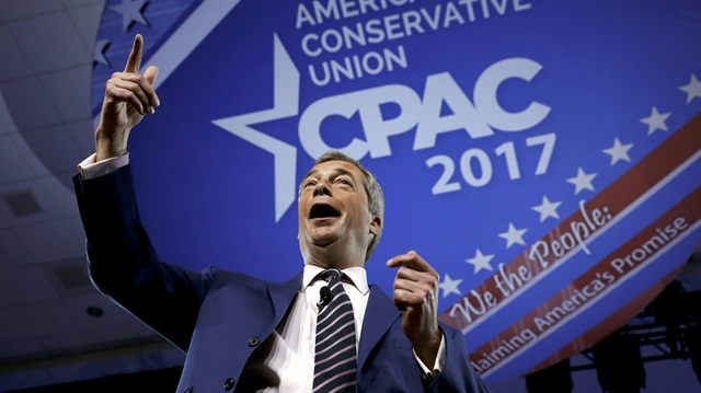 Member of the European Parliament Nigel Farage speaks at the Conservative Political Union