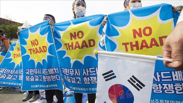 A protest against theTHAAD (Terminal High Altitude Area Defense) system