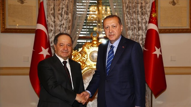 Turkish President Recep Tayyip Erdoğan meets Iraqi regional leader Masoud Barazani