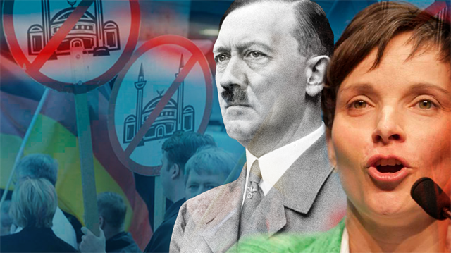 Almanya için Alternatif Partisi (AfD) lideri Frauke Petry ile Nazi Almanya'sının lideri Adolf Hitler'in ırkçı ve göçmen karşıtı politikaları benzerlik gösteriyor. 