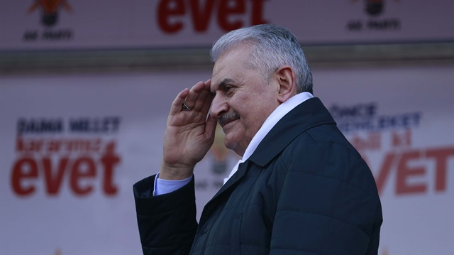 Yıldırım gives a speech at AK Party's "Yes" campaign ahead of constitutional referendum