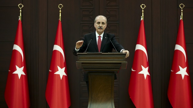 Turkish Deputy Prime Minister Kurtulmuş speaks to press in Ankara.