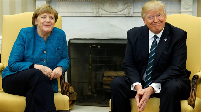U.S. President Donald Trump meets with Germany's Chancellor Angela Merkel