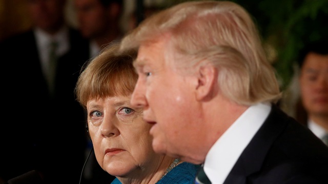 Germany's Chancellor Angela Merkel and U.S. President Donald Trump hold a joint news conference