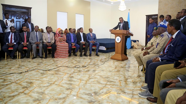 Somalian PM Hassan Ali Khayre press conference in Mogadishu