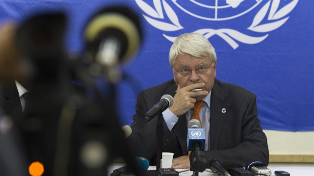 U.N. peacekeeping chief Herve Ladsous listens to questions from journalists