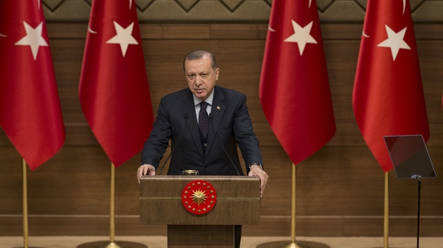 كلمة الرئيس أردوغان أمام مسؤولين من دور النشر في البلاد بالمجمع الرئاسي في العاصمة أنقرة