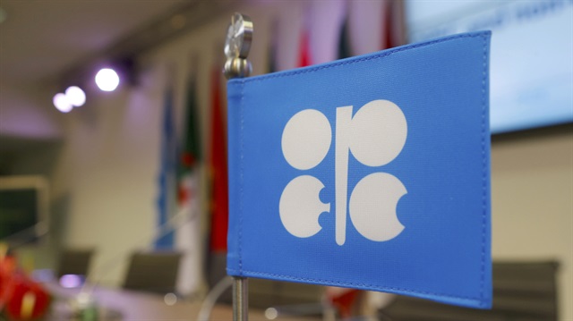  flag with the Organization of the Petroleum Exporting Countries (OPEC) logo 