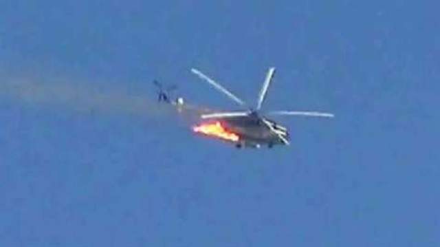 Muhalifler Lazkiye'de rejim helikopterini düşürdü.