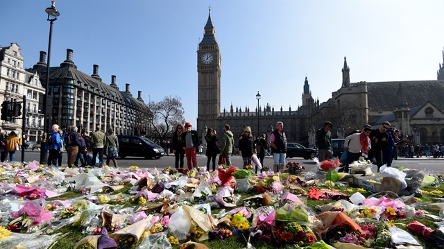 Flowers laid out in honor of the victims of the London terror attack. 