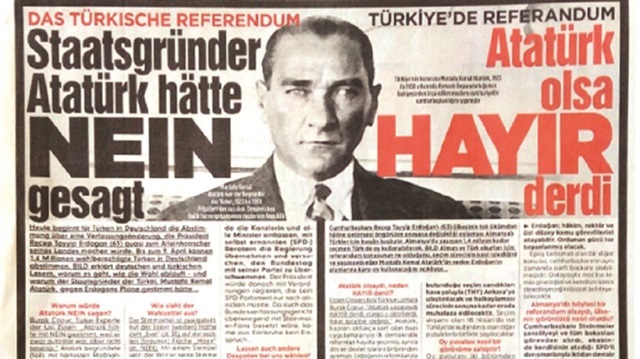 "بيلد" الألمانية: لو كان أتاتورك على قيد الحياة لصوّت بـ"لا" في الاستفتاء