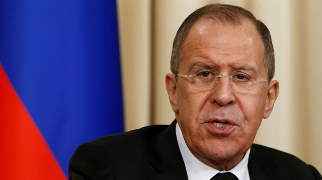 Russia's Foreign Minister Sergei Lavrov speaks during a joint news conference 