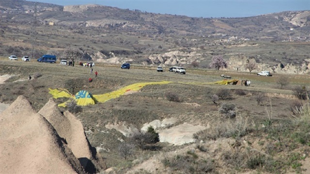 Ambulances arrive on the scene of a balloon crash in Turkey's Cappadocia