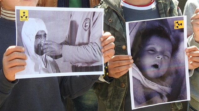 A protest against the deadly cehmical attack carried out by the Assad regime in Khan Shaykhun