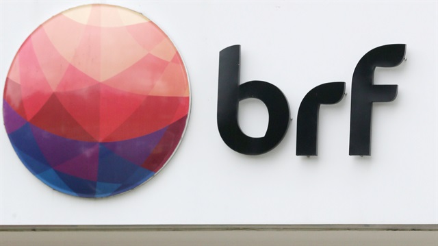 A meatpacking company BRF SA's logo is pictured in Sao Paulo.
