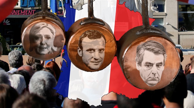 Fransa'da yarın yapılacak seçimlerde aşırı sağın lideri Le Pen, Emannuel Macron ve François Fillon öne çıkıyor.