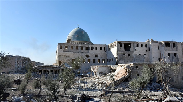 A damaged mosque in Syria