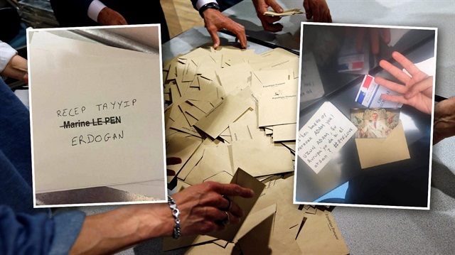 Fransa'daki seçimde bazı gurbetçi vatandaşımızın oy pusulalarına Cumhurbaşkanı Erdoğan'ın ismini yazdığı gözlendi. 